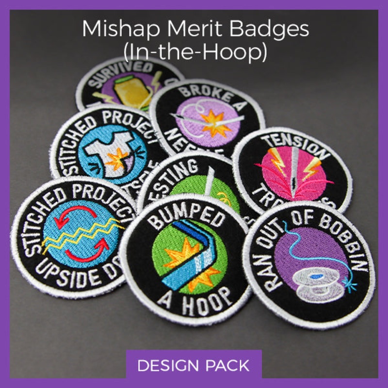 A Mishap Merit Badges (In-the-Hoop) Design Pack