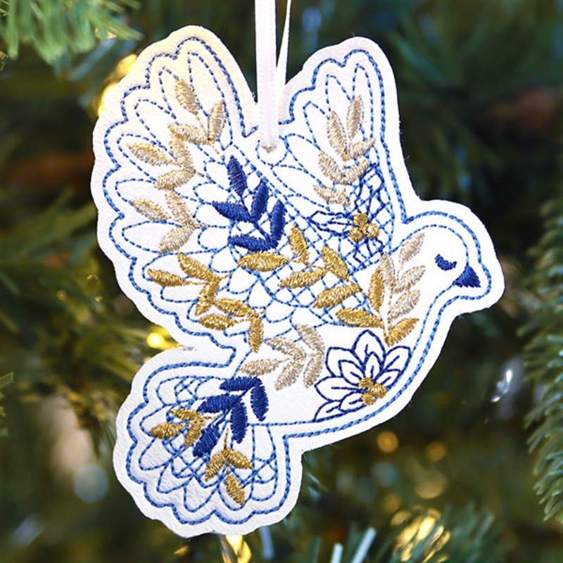 Glistening Ornament – Dove (In-the-Hoop)