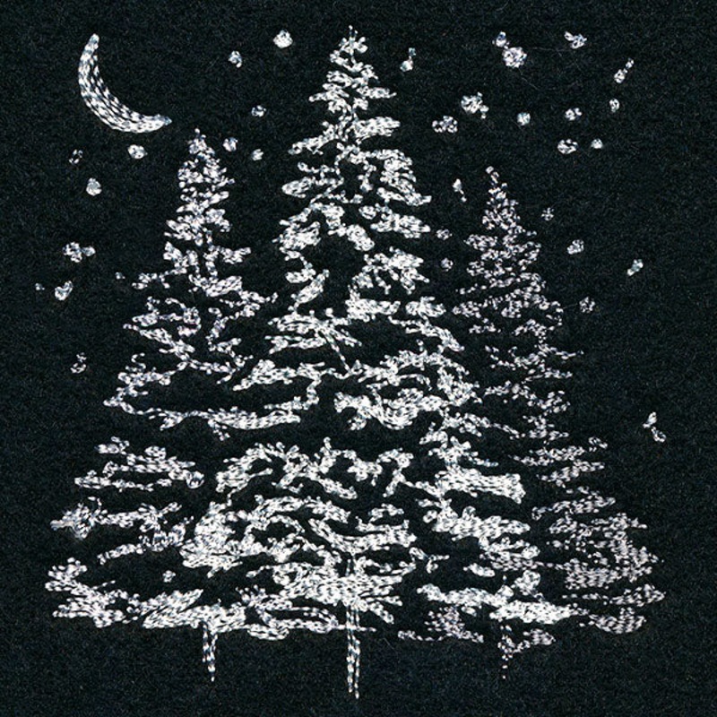 Snowy Midnight Forest|3.9″ x 3.62″ / 99mm x 92mm