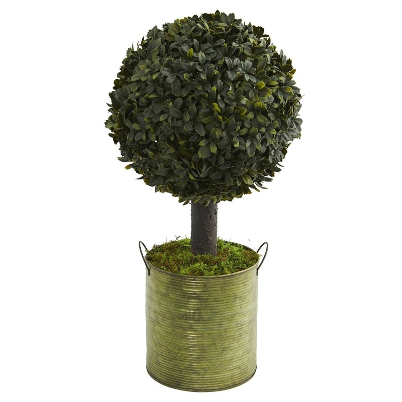 1.5-ft Boxwood Ball Topiary Artificial Tree in Green Tin (Indoor/Outdoor)