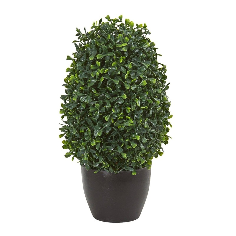 13-in UV-Resistant Artificial Boxwood Topiary Tree  Elegant Home Dcor