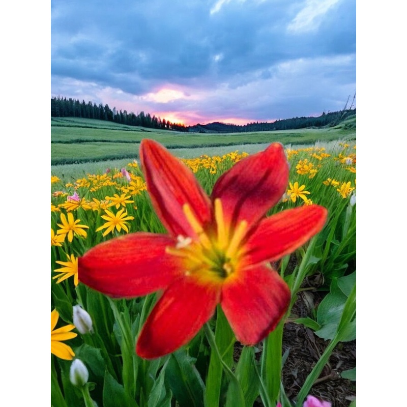 Rain Lily Red star