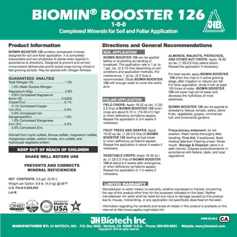 Biomin Booster 126 Amino Acid Chelated Minerals – Gallon