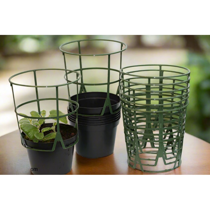 6 Plant Supports and 6 Pots, 12cm diameter