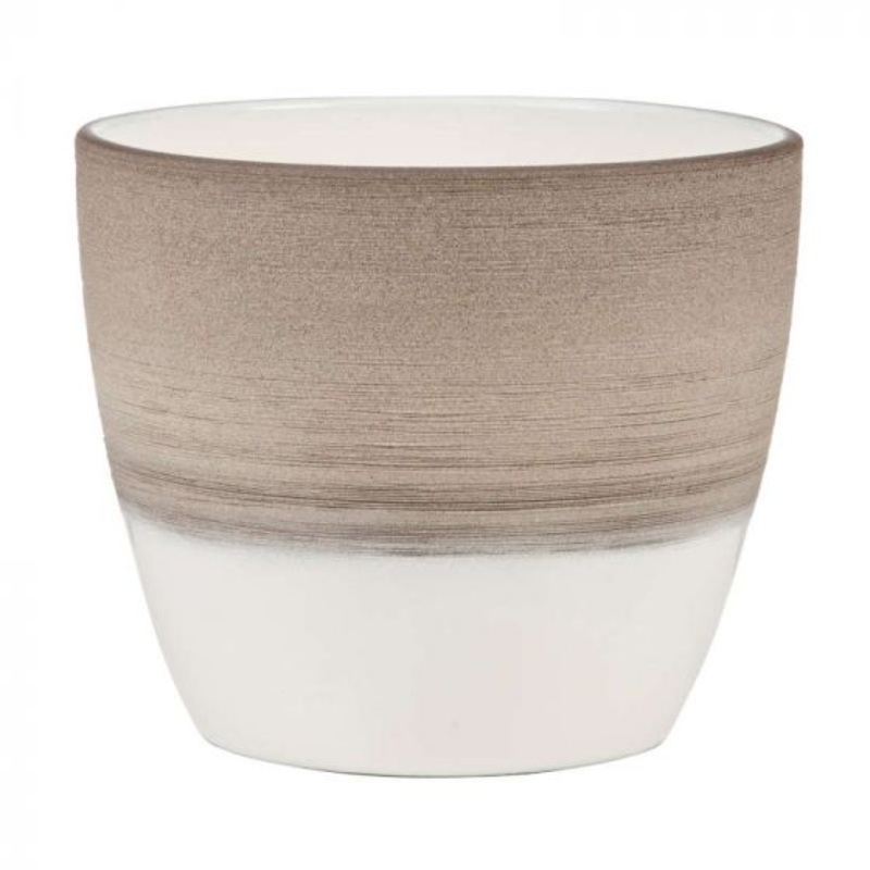 Stylish Ceramic Cache/Cover pots – Expresso Cream – 950/11cm