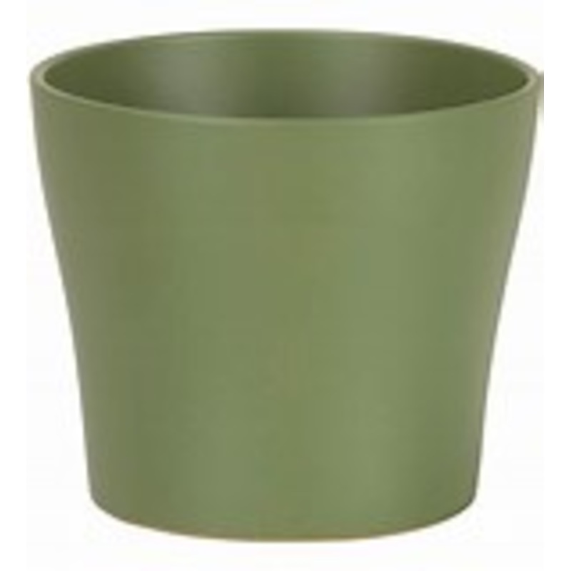 Stylish Ceramic Cache/Cover pots – Olive Green – 11cm