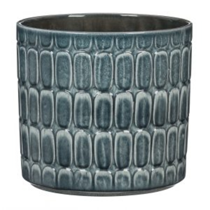 Stylish Ceramic Cache/Cover pots -Slate Grey Textured (Alma) – 12cm – 878/12