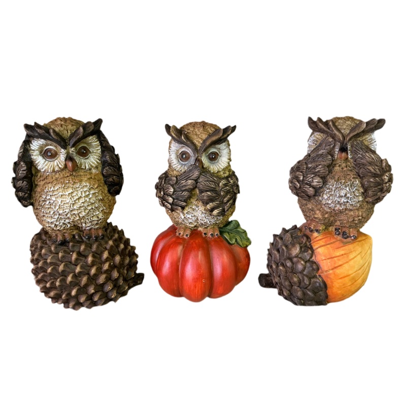 Harvest Decor Owl 3Pc