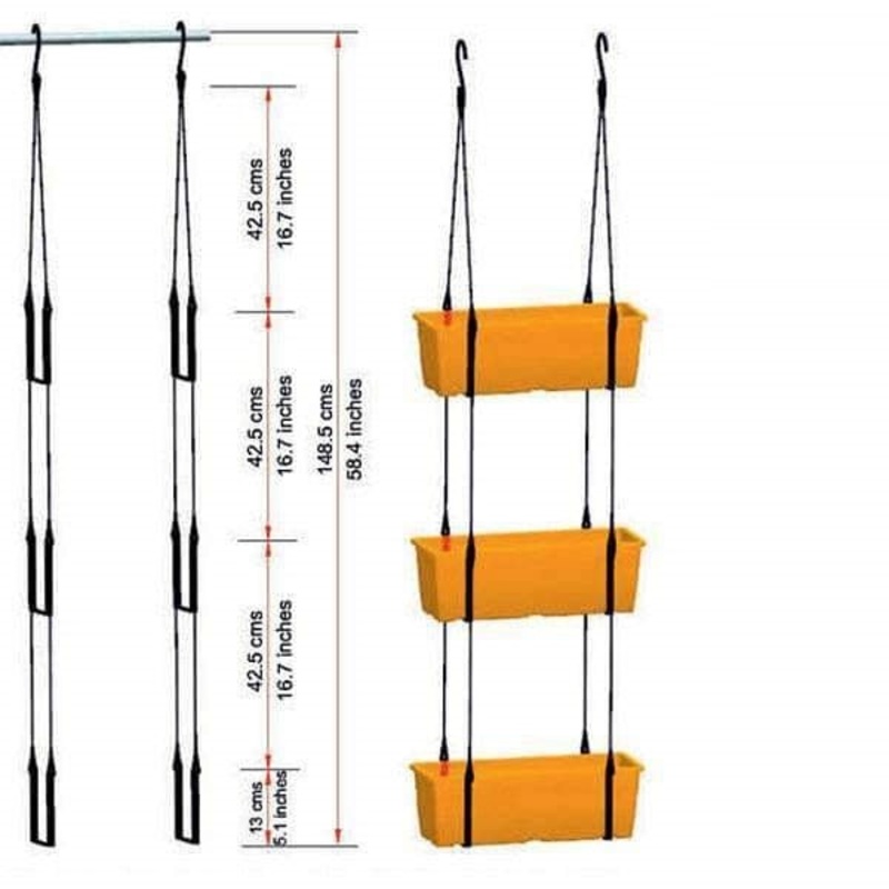 Uri 3 tier hanging set for reca 40 planters (Black Color)