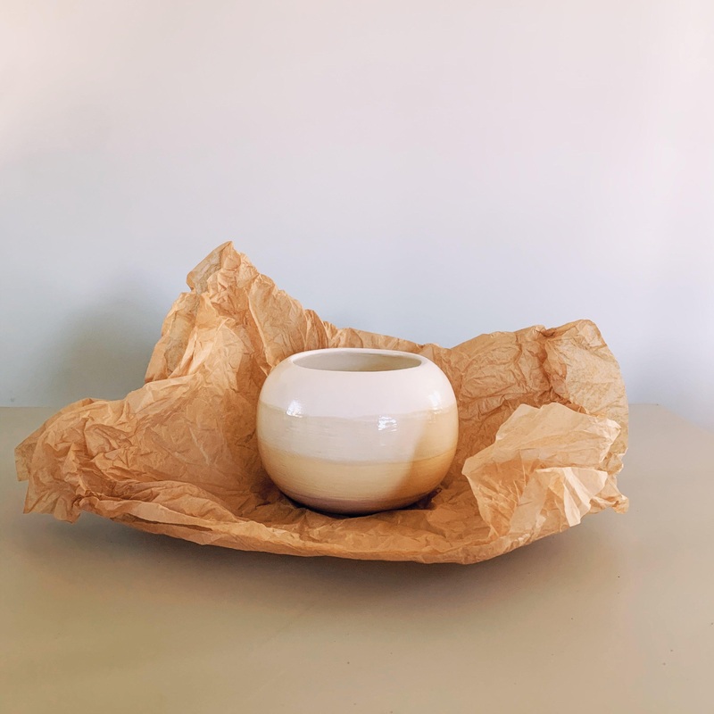 Luna Reece Ceramics – Neutral Stripe Round Pot