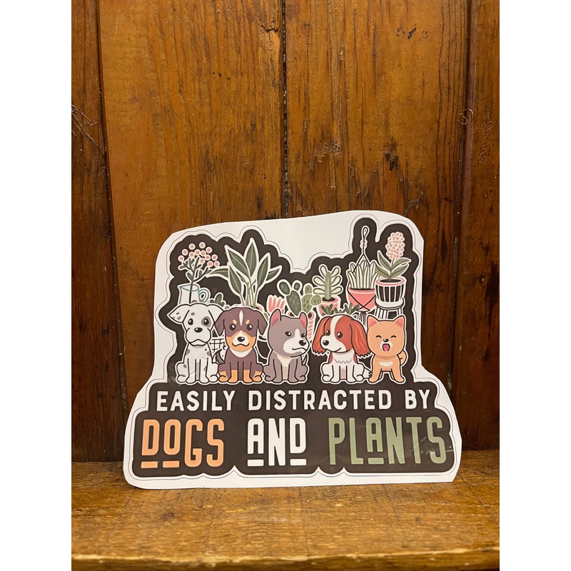 Easily Distracted by Dogs and Plants Laptop + Window Stickers