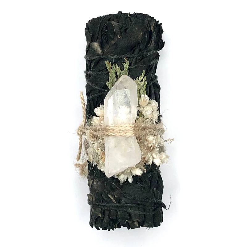 ‘FEEL BETTER’ Ritual Wand – Night Sky Sage + CLEAR QUARTZ