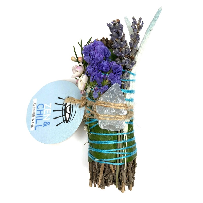 ZEN & CHILL Lavender Smudge Stick Wand + Celestite – 4