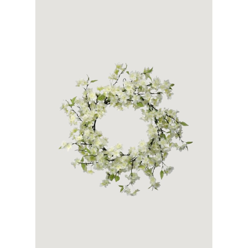White Cherry Blossom Artificial Flower Wreath – 20
