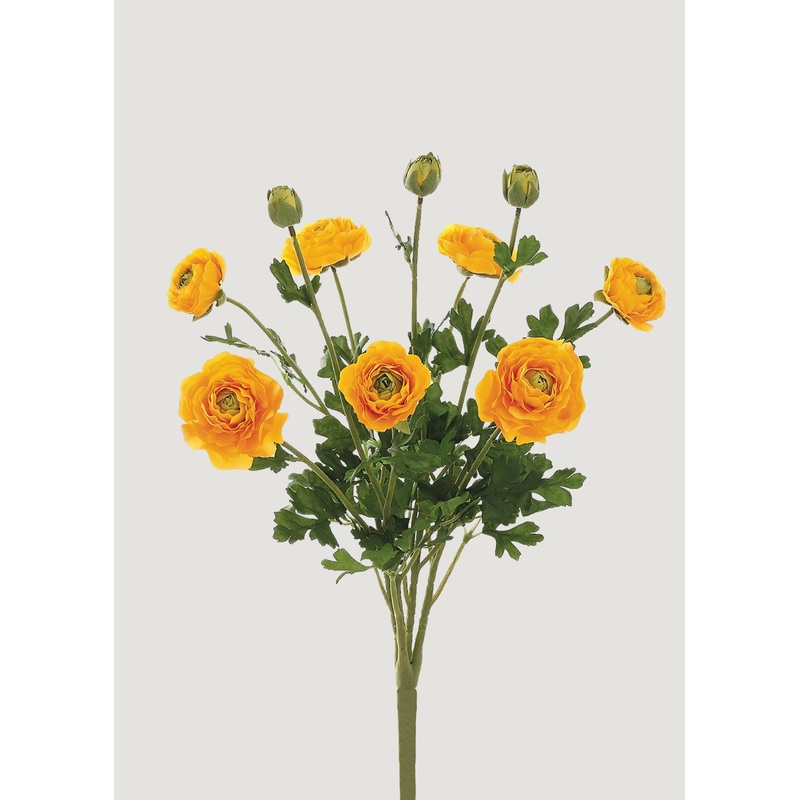 Yellow Artificial Ranunculus Flower Bush – 19