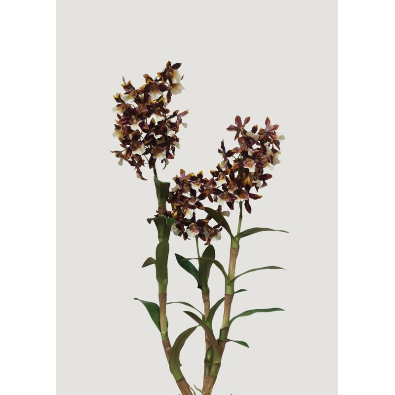 Brown and White Artificial Dendrobium Orchid Plant – 35