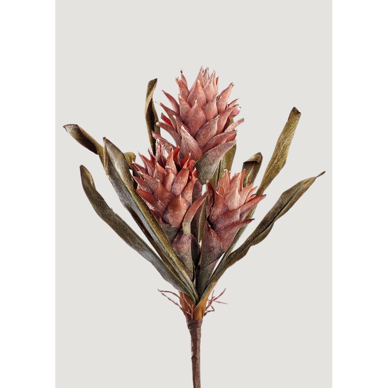 Dried Look Fake Flowers Tropical Pineapple Protea Bush – 17