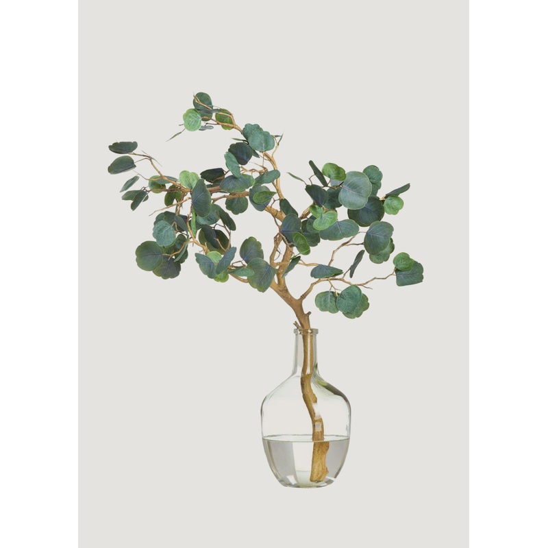 Fake Cotinus Leaf Branch Arrangement in Glass Bottle – 27
