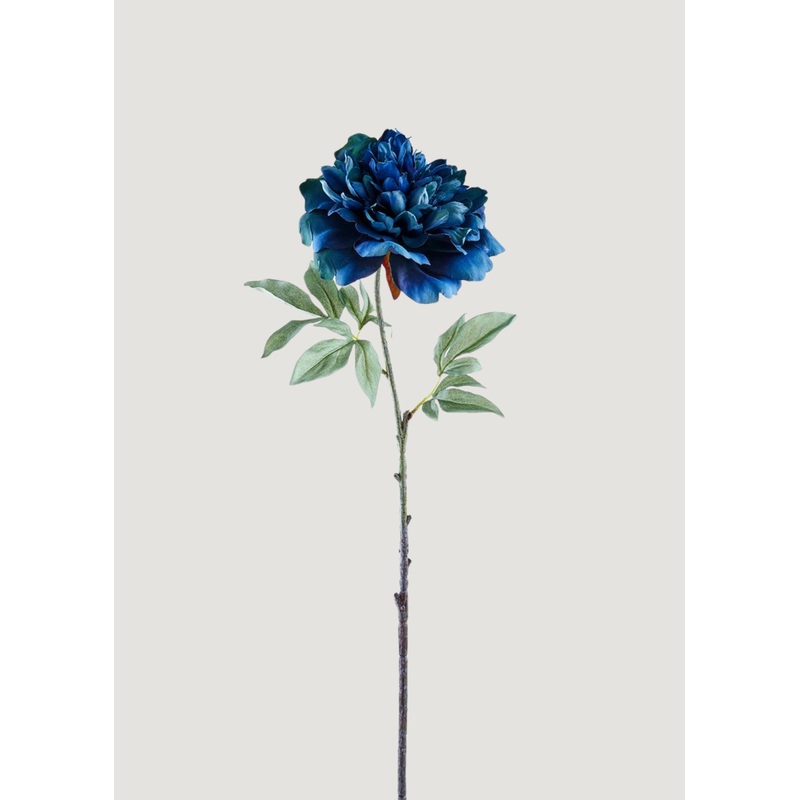 Large Artificial Peony Flower in Peacock Blue – 34.5
