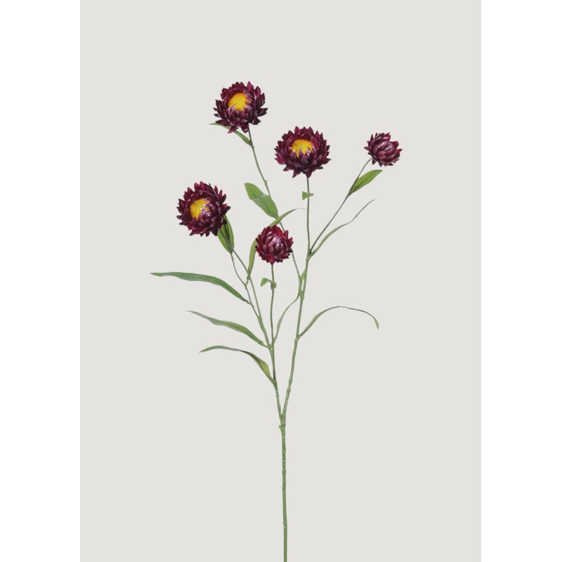 Purple Wine Fake Wildflowers Strawflower Spray – 27