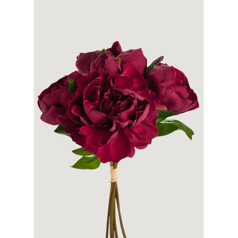 Real Touch Peony Flower Bundle in Dark Fuchsia – 14