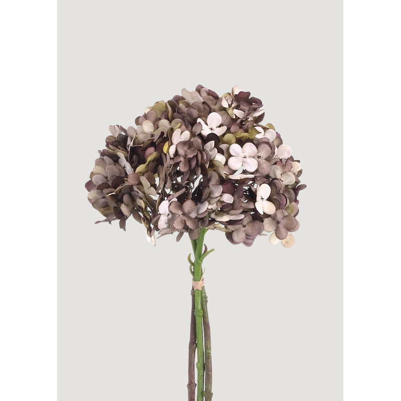 Vintage Brown Taupe Fake Hydrangea Flower Bundle – 12
