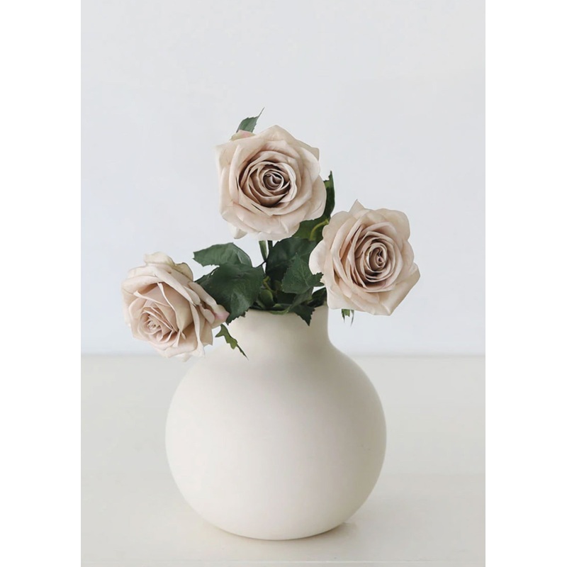 Bundle of 3 – Artificial Flowers Rose in Taupe Beige – 21.5