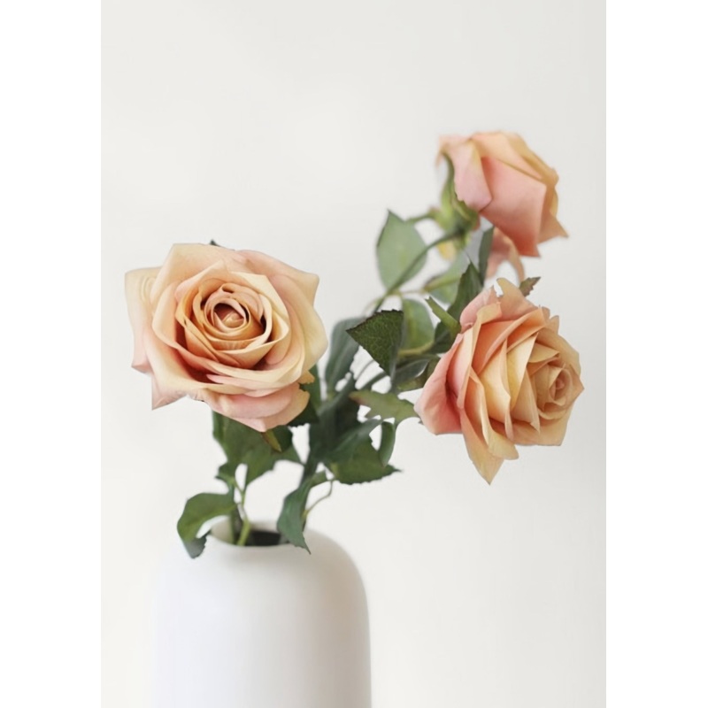 Bundle of 3 – Sunset Pink Silk Rose Flower – 21.5