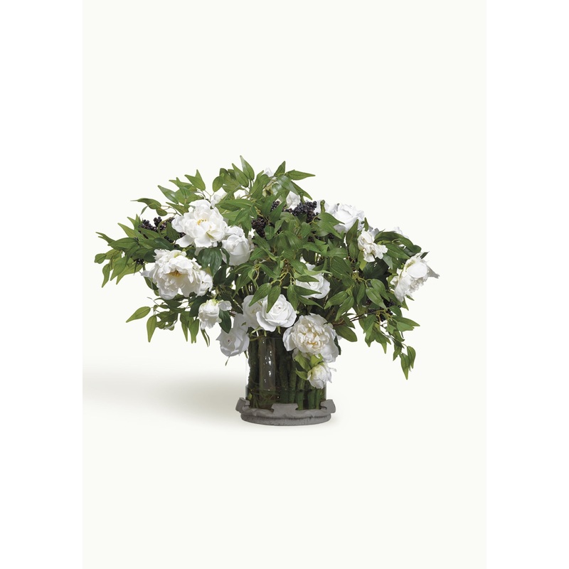 Fake Blooming White Rose and Peony Arrangement – 27