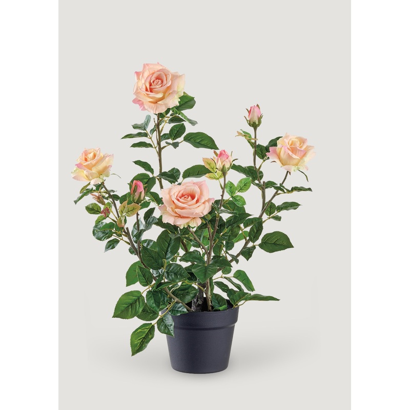 Fake Potted Porch Arrangement of Coral Pink Roses – 25