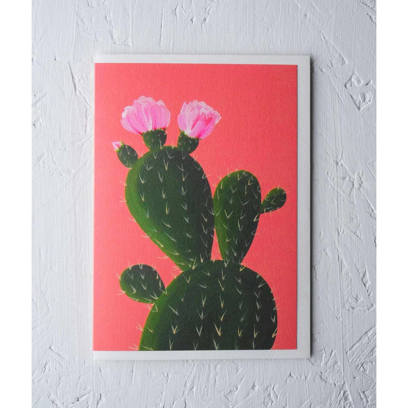 Greeting Card – Cactus on Orange by Stengun Drawings