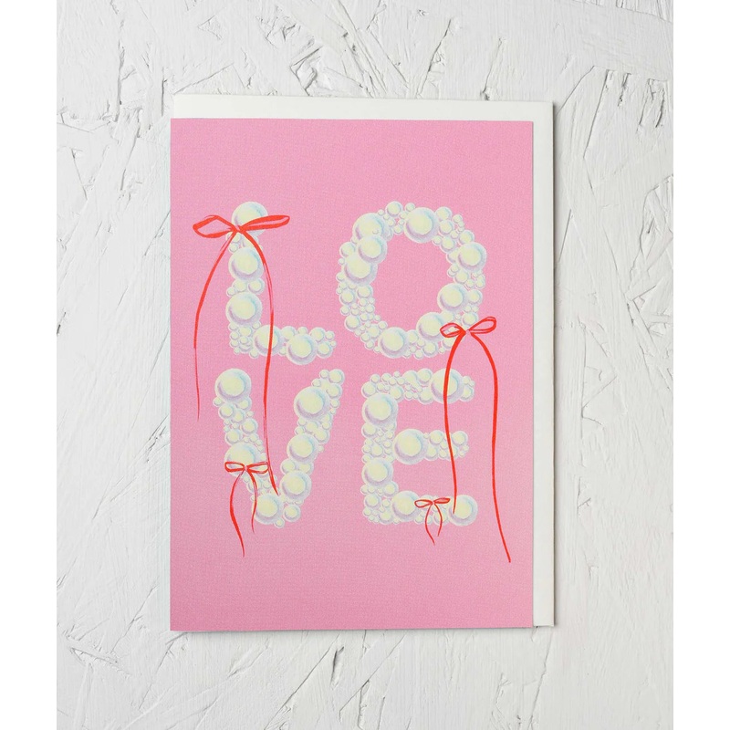 Greeting Card – Love Ribbons & Pearls’ by Stengun Drawings