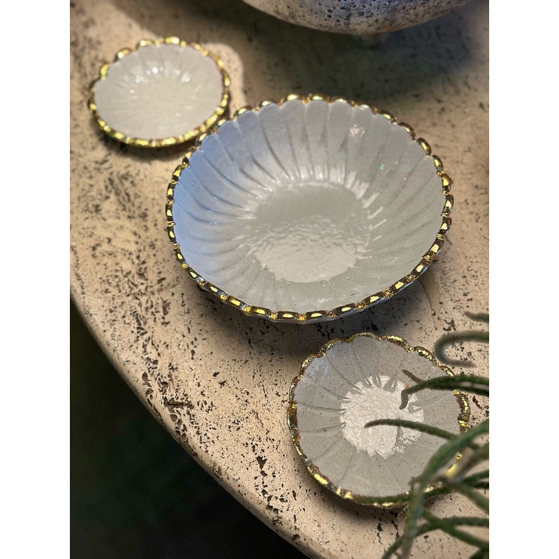 Gold Edge Flower Bowl by Bridget Bodenham