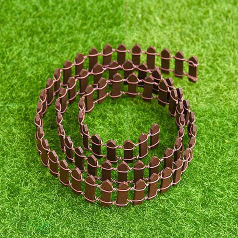 Wooden fence miniature garden toy (Brown, Big) – 1 Piece