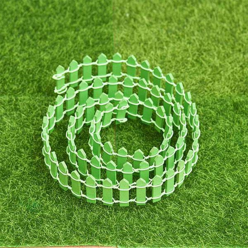 Wooden fence miniature garden toy (Green, Big) – 1 Piece