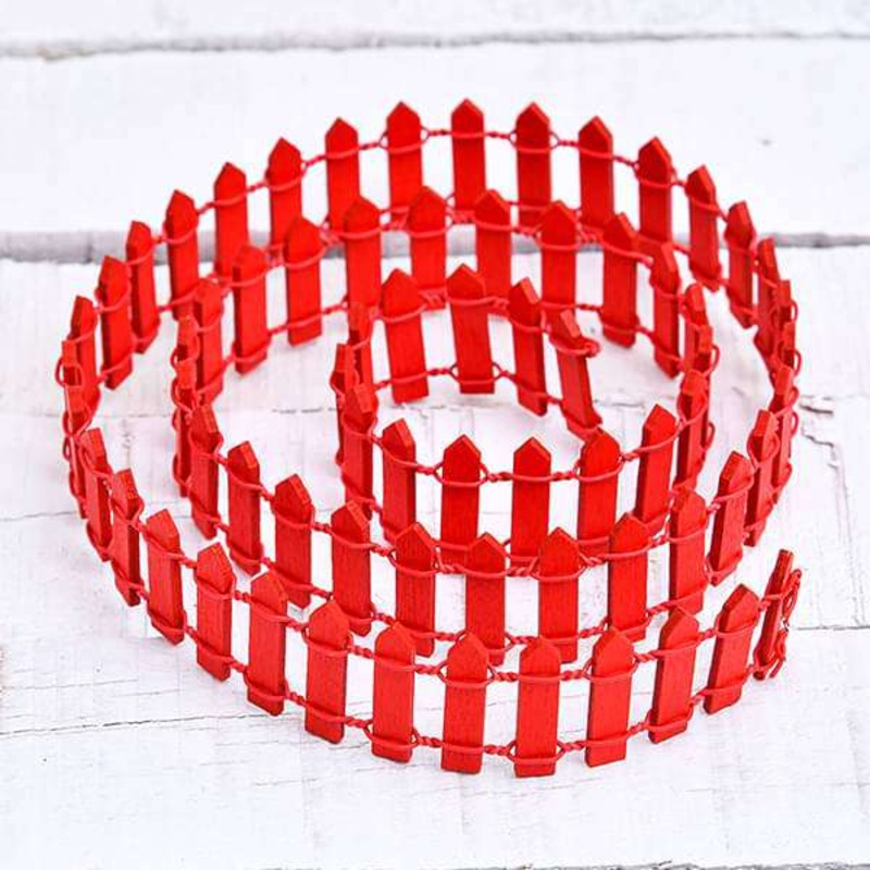 Wooden fence miniature garden toy (Red, Big) – 1 Piece