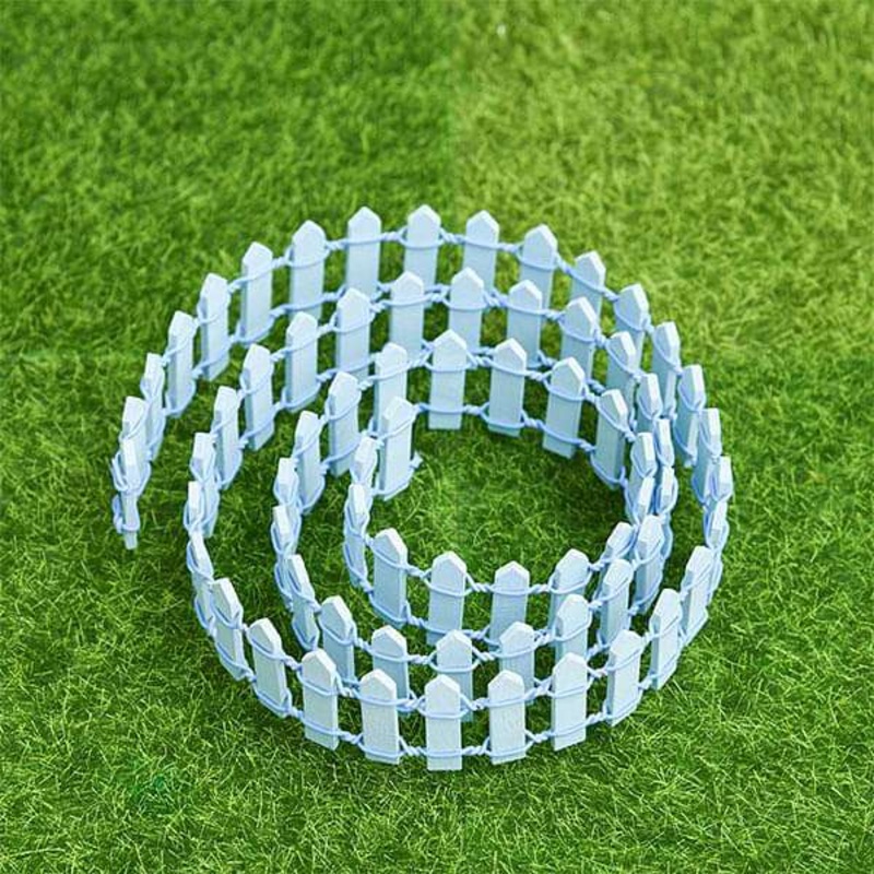 Wooden fence miniature garden toy (Sky blue, Big) – 1 Piece