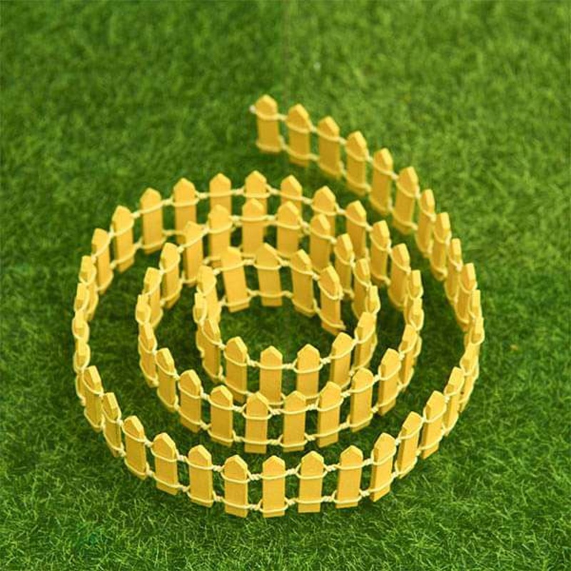 Wooden fence miniature garden toy (Yellow, Big) – 1 Piece