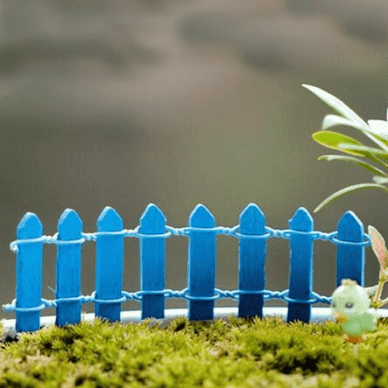 Wooden fence miniature garden toys (Blue) – 4 Pieces