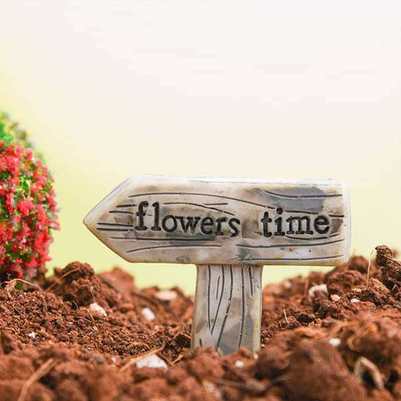 Flowers time signboard plastic miniature garden toy – 1 Piece