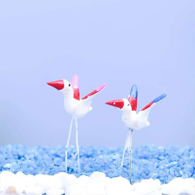 Pin flamingos plastic miniature garden toys (Colorful) – 1 Pair