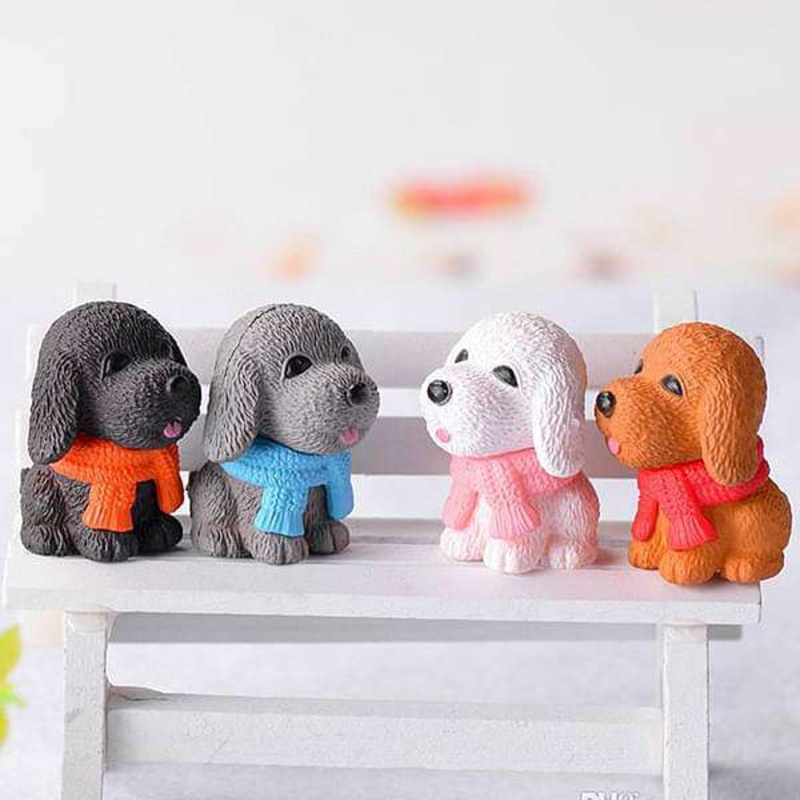 Puppies plastic miniature garden toys – 4 Pieces