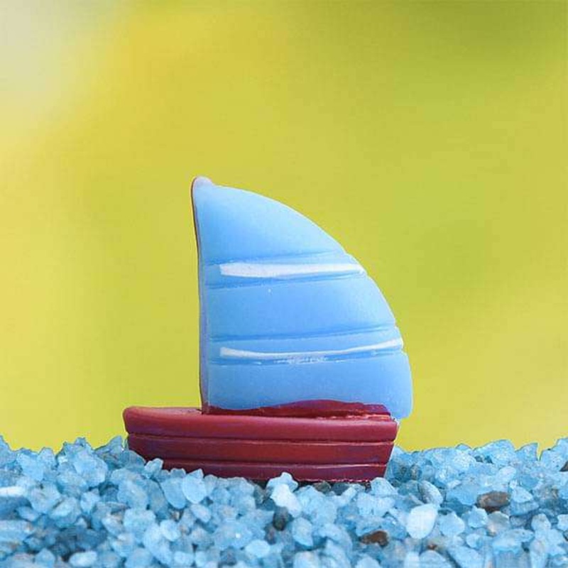 Sailboat plastic miniature garden toy (Blue) – 1 Piece