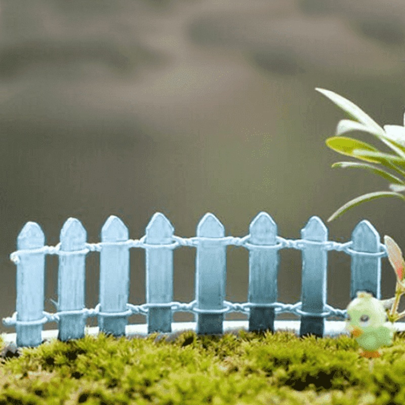 Wooden fence miniature garden toys (Sky Blue) – 4 Pieces