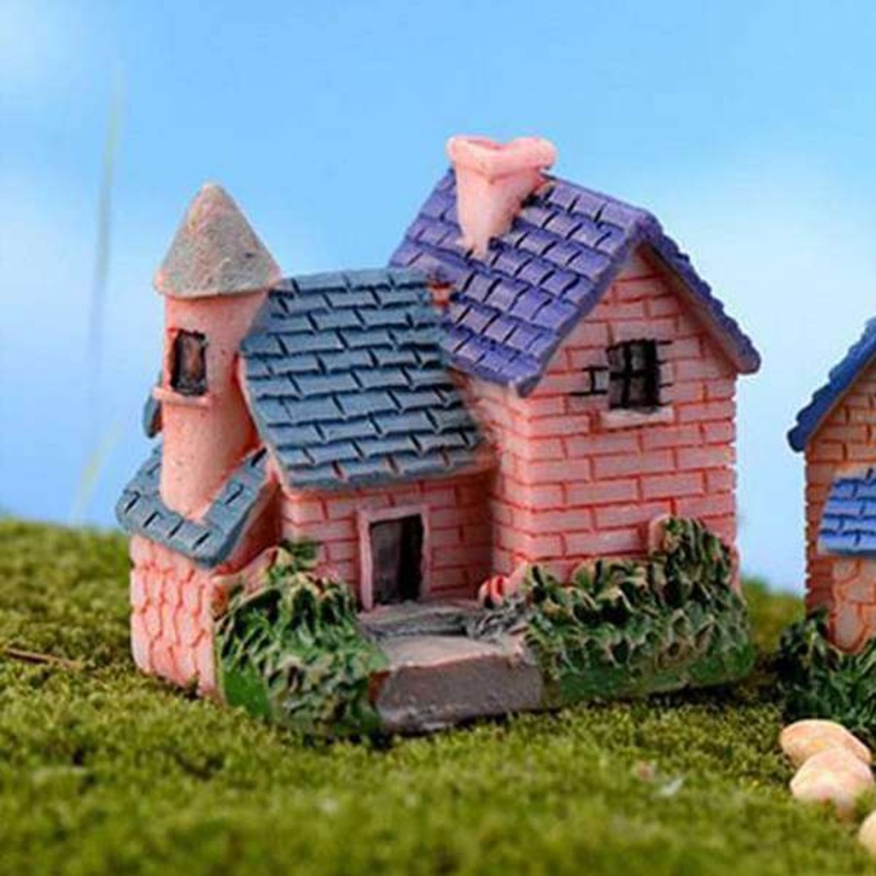 Brick villa plastic miniature garden toy (Blue, Violet) – 1 Piece