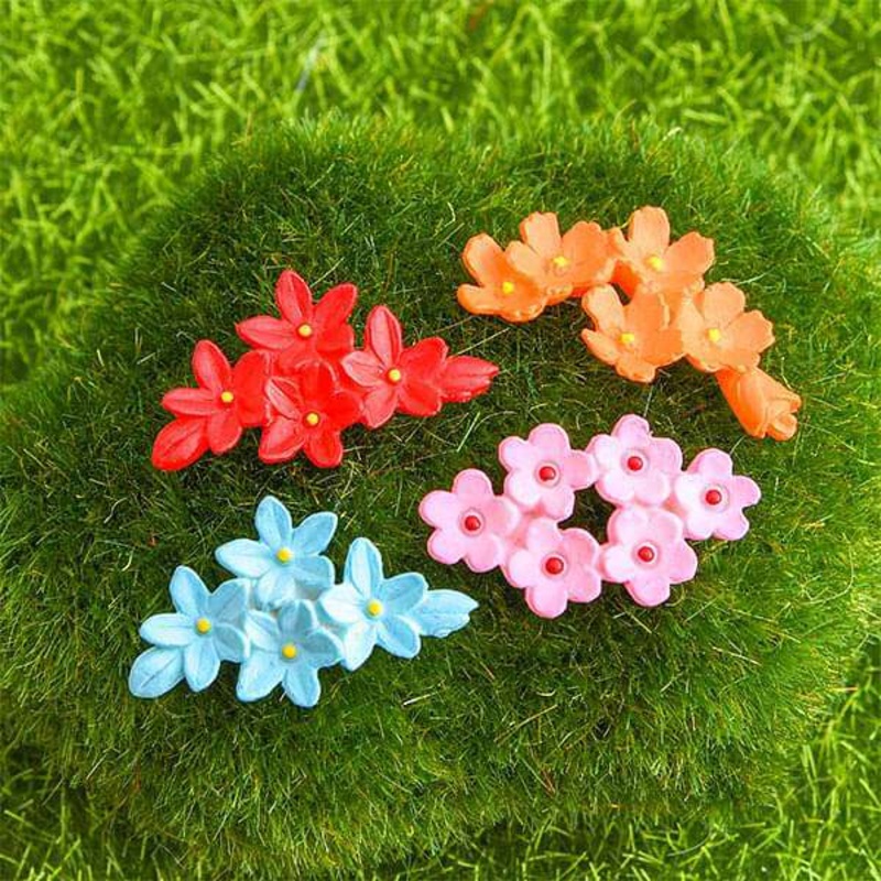 Flower brooches plastic miniature garden toys – 4 Pieces