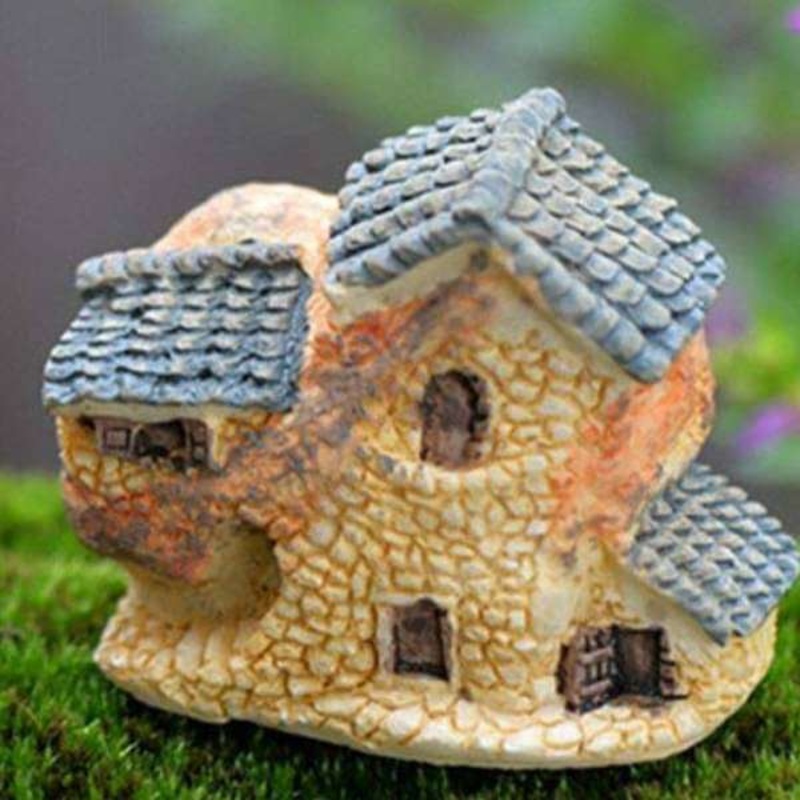 Mountain house plastic miniature garden toy (Grey) – 1 Piece