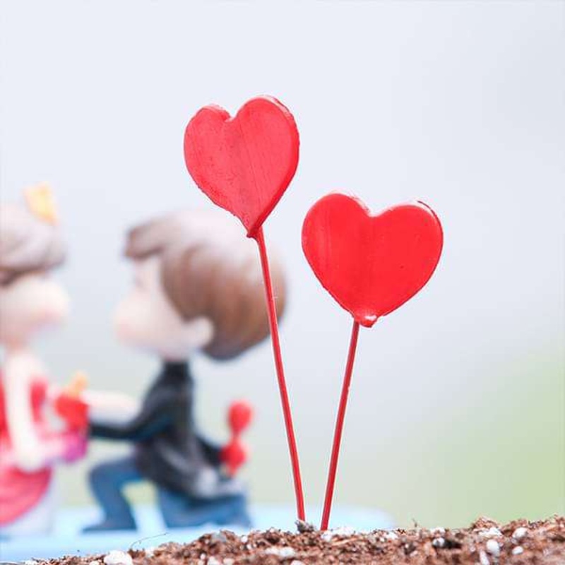 Pin hearts plastic miniature garden toys – 1 Pair