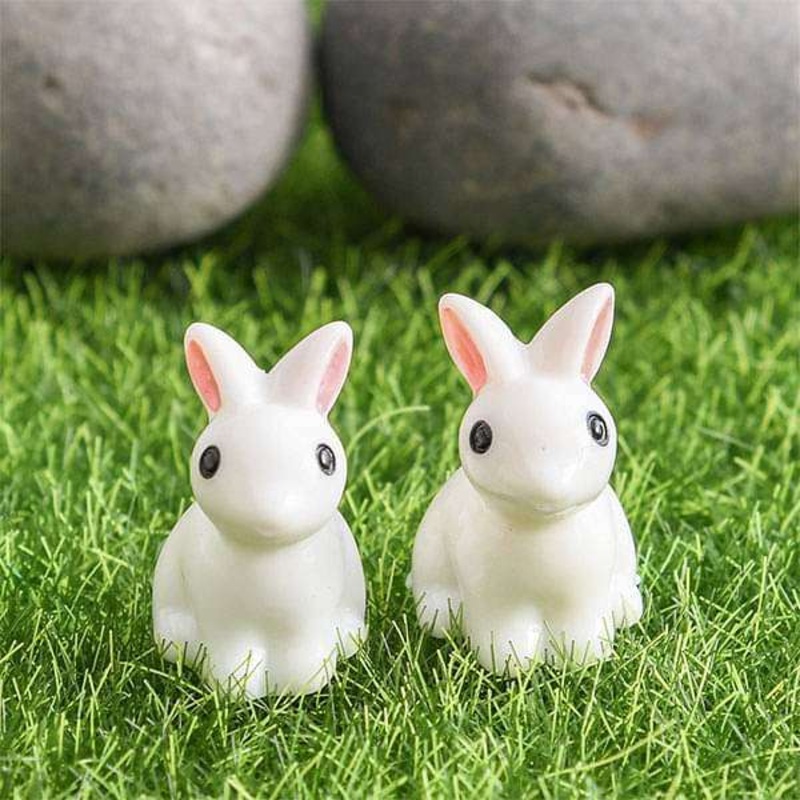 Rabbit plastic miniature garden toys – 1 Pair