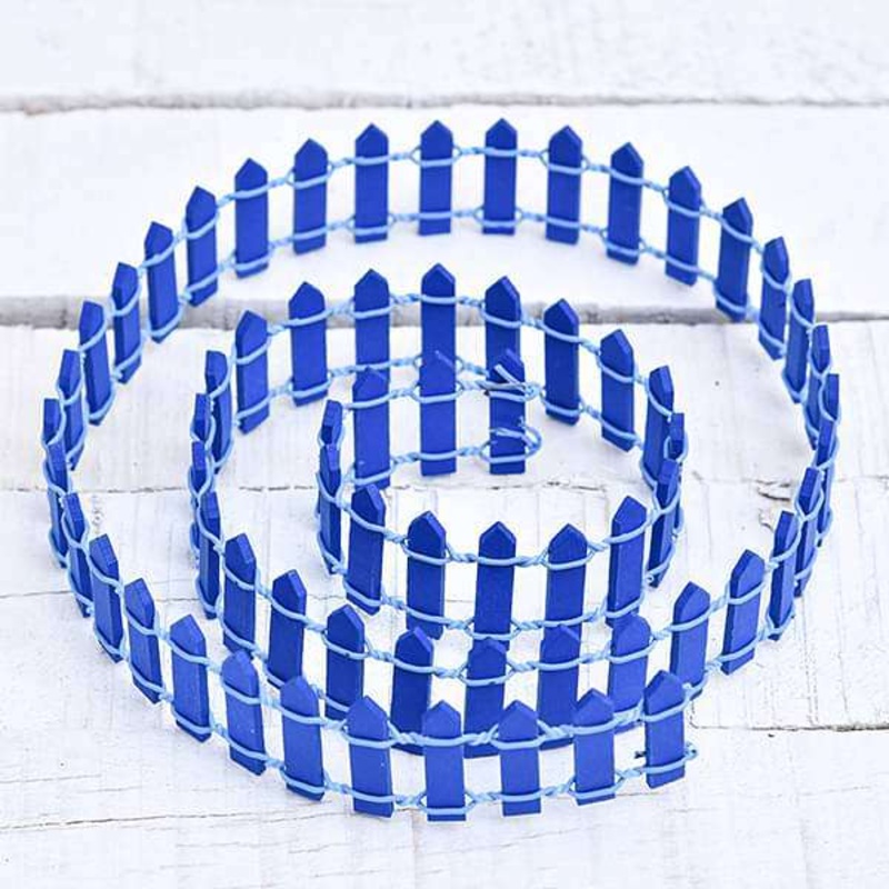 Wooden fence miniature garden toy (Royal blue, Big) – 1 Piece